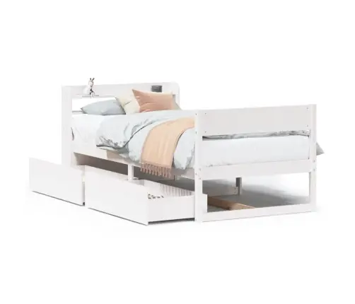 Gulta Bez Matrača, Balts, 100X200 Cm, Priedes Masīvkoks Vidaxl