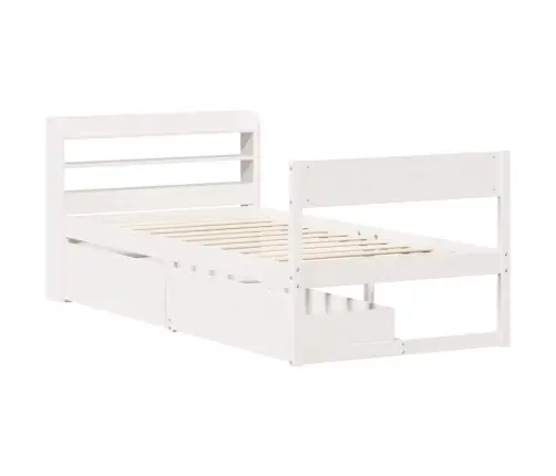 Gulta Bez Matrača, Balts, 100X200 Cm, Priedes Masīvkoks Vidaxl