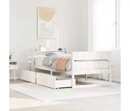 Gulta Bez Matrača, Balts, 100X200 Cm, Priedes Masīvkoks Vidaxl