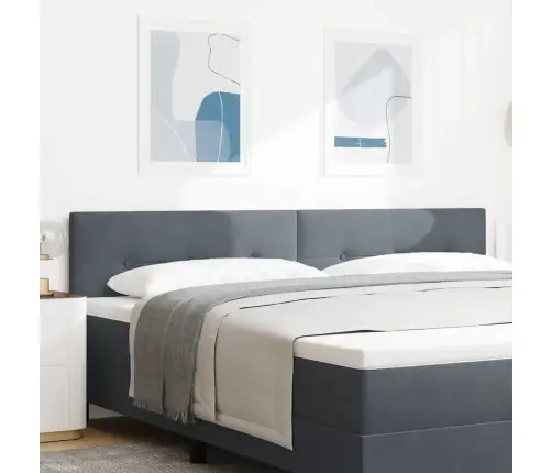 Led Gultas Galvaskauss Ar Pogu Tufting Tumši Pelēks 100 Cm Samts Vidaxl