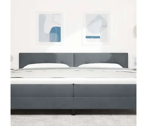 Led Gultas Galvaskauss Ar Pogu Tufting Tumši Pelēks 100 Cm Samts Vidaxl