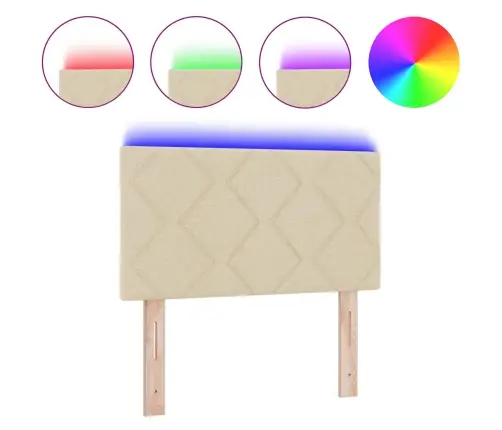 Led Gultas Galvas Atzveltnis Dimanta Bloku Dizainā Krēmkrāsā 80 Cm Audumu Vidaxl