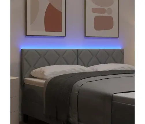 Led Gultas Galvas Attēls Dimanta Bloku Dizains Gaiši Pelēks 160 Cm Audums Vidaxl