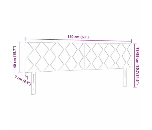 Led Galvas Dēlis Ar Dimanta Bloku Dizainu, Gaiši Pelēks, 160 Cm, Velūrs. Vidaxl