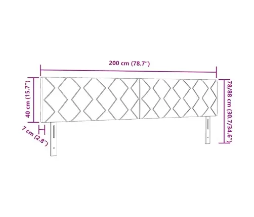 Led Galvgalis Dimanta Bloku Dizains Tumši Brūns 200 Cm Audums Vidaxl