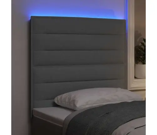 Led Gultas Galva Ar Galvas Klāju Gaiši Pelēks 90 Cm Poliesters Vidaxl