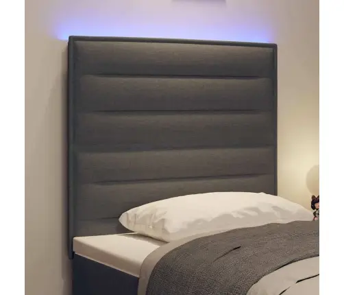 Led Gultas Galva Ar Galvas Klāju Tumši Pelēks 90 Cm Poliesters Vidaxl