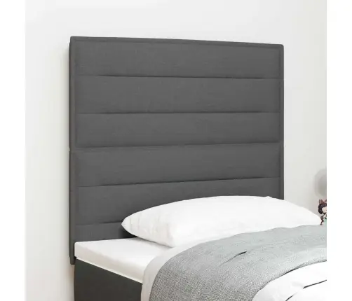 Led Gultas Galva Ar Galvas Klāju Tumši Pelēks 90 Cm Poliesters Vidaxl