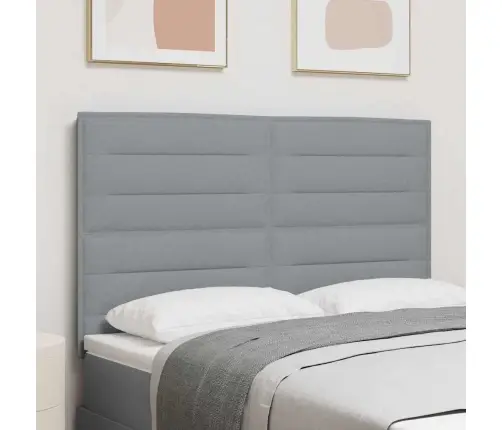 Led Gultas Galva Ar Galvas Klāju Gaiši Pelēks 144 Cm Poliesters Vidaxl