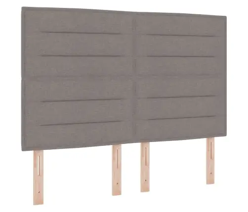 Led Gultas Galva Ar Galvas Klāju Pelēkbrūna 144 Cm Poliesters Vidaxl