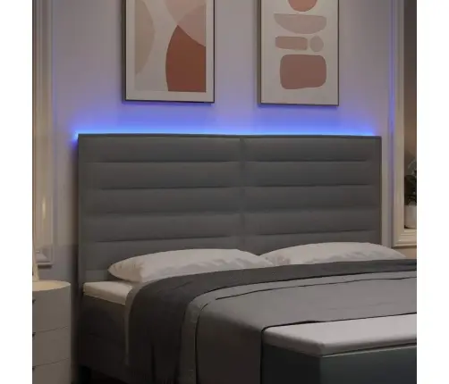 Led Gultas Galva Ar Galvas Klāju Gaiši Pelēks 180 Cm Poliesters Vidaxl