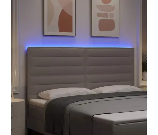 Led Gultas Galva Ar Galvas Klāju Pelēkbrūna 180 Cm Poliesters Vidaxl