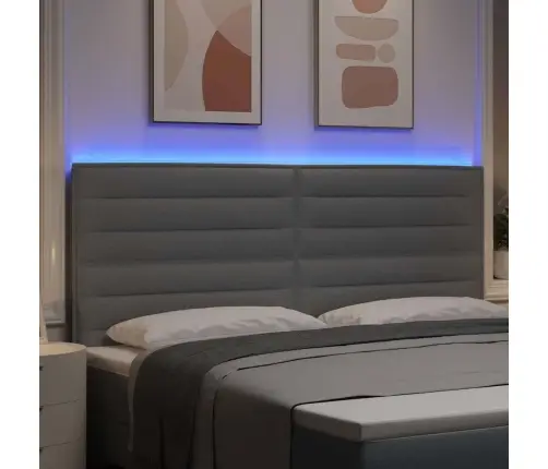 Led Gultas Galva Ar Galvas Klāju Gaiši Pelēks 200 Cm Poliesters Vidaxl