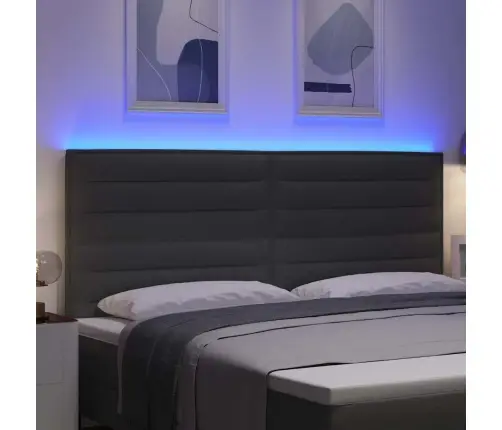 Led Gultas Galva Ar Galvas Klāju Tumši Pelēks 200 Cm Poliesters Vidaxl