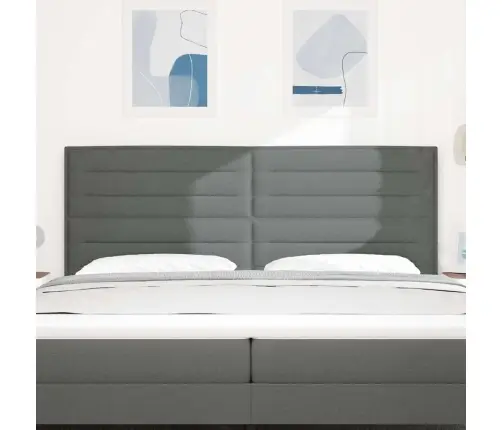 Led Gultas Galva Ar Galvas Klāju Tumši Pelēks 200 Cm Poliesters Vidaxl