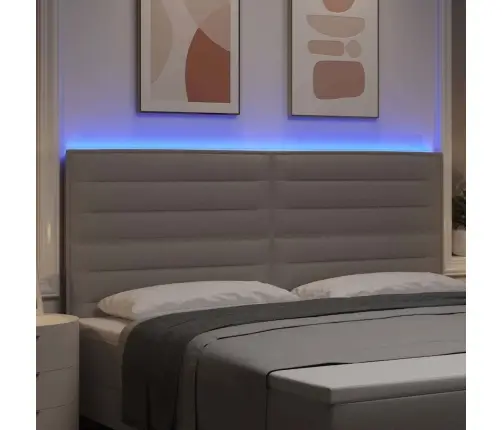 Led Gultas Galva Ar Galvas Klāju Pelēkbrūna 200 Cm Poliesters Vidaxl