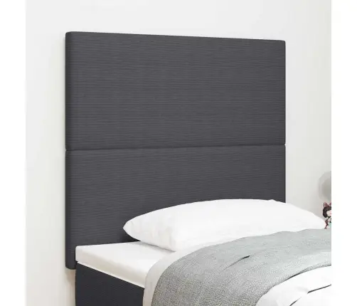 Led Gultas Galva Ar Galvas Klāju Tumši Pelēks 90 Cm Poliesters Vidaxl