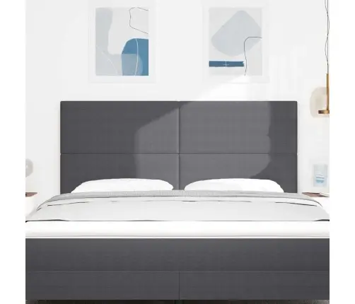Led Gultas Galva Ar Galvas Klāju Tumši Pelēks 180 Cm Poliesters Vidaxl