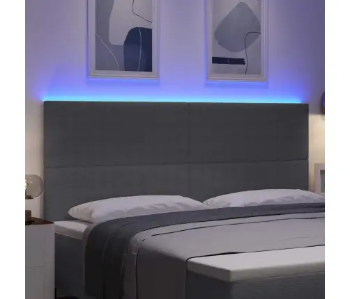 Led Gultas Galva Ar Galvas Klāju Gaiši Pelēks 200 Cm Poliesters Vidaxl