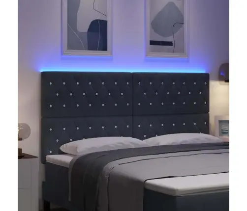 Led Gultas Galvasmita Tumši Pelēks 90 Cm Samts Vidaxl