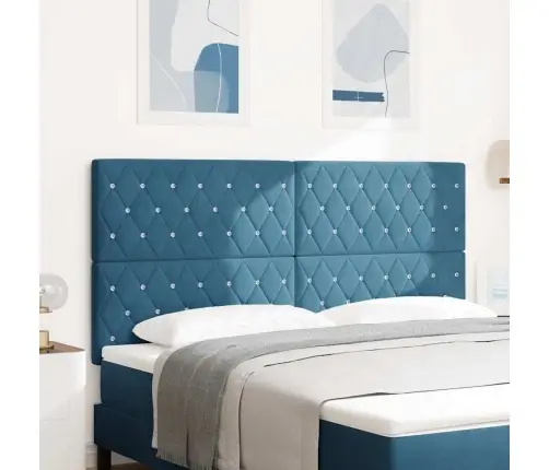 Led Gultas Galva Ar Galvas Klāju Tumši Zils 180 Cm Poliesters Vidaxl