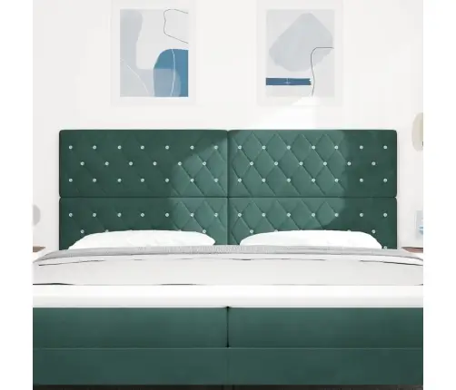 Led Gultas Galva Ar Galvas Klāju Tumši Zaļš 200 Cm Poliesters Vidaxl