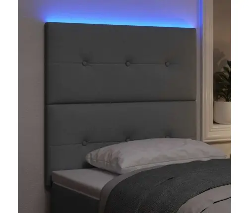 Led Gultas Galva Ar Galvas Klāju Gaiši Pelēks 90 Cm Poliesters Vidaxl