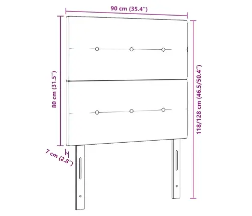 Led Gultas Galva Ar Galvas Klāju Gaiši Pelēks 90 Cm Poliesters Vidaxl