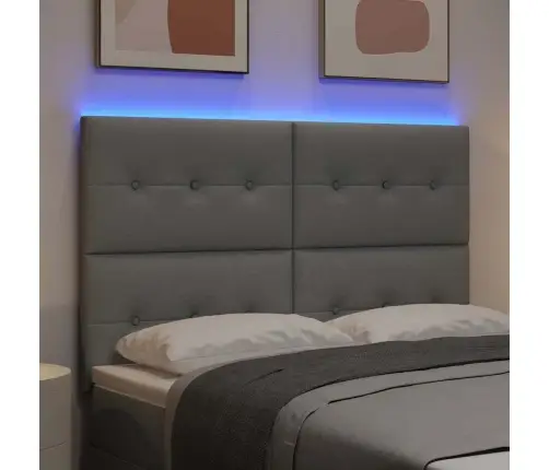 Led Gultas Galva Ar Galvas Klāju Gaiši Pelēks 144 Cm Poliesters Vidaxl