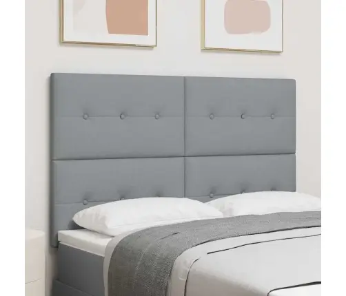 Led Gultas Galva Ar Galvas Klāju Gaiši Pelēks 144 Cm Poliesters Vidaxl