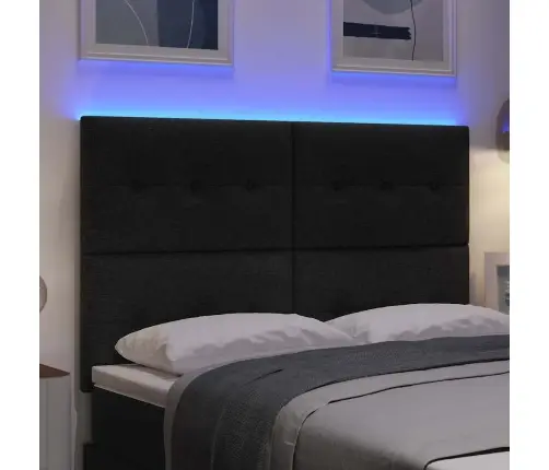 Led Gultas Galva Ar Galvas Klāju Melna 144 Cm Poliesters Vidaxl