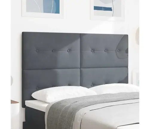 Led Gultas Galva Ar Galvas Klāju Pelēka 144 Cm Poliesters Vidaxl