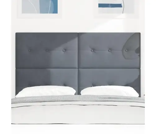 Led Gultas Galva Ar Galvas Klāju Pelēka 144 Cm Poliesters Vidaxl