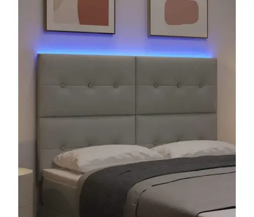 Galvgalis Ar Led Sloksnes Lukturiem Gaiši Pelēks 80 Cm Samts Vidaxl