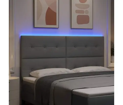 Led Gultas Galva Ar Galvas Klāju Gaiši Pelēks 180 Cm Poliesters Vidaxl