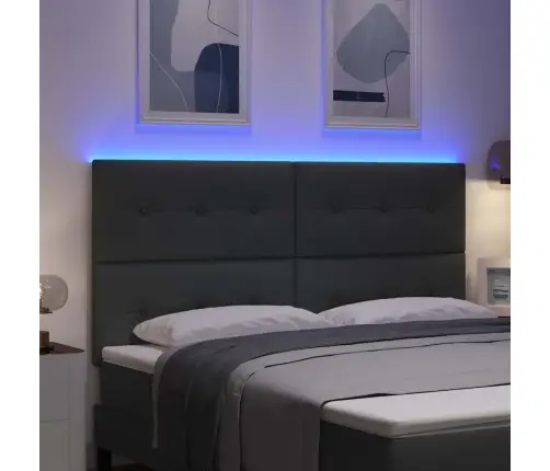 Led Gultas Galva Ar Galvas Klāju Tumši Pelēks 180 Cm Poliesters Vidaxl