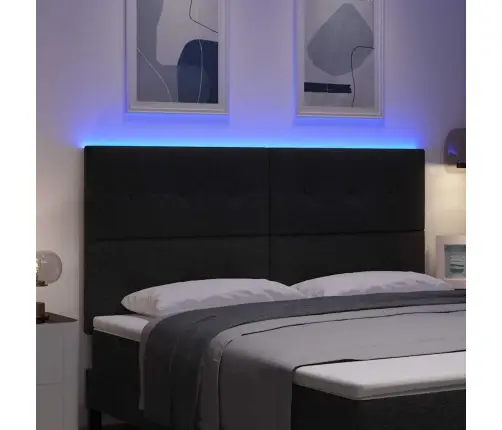 Led Gultas Galva Ar Galvas Klāju Melna 180 Cm Poliesters Vidaxl