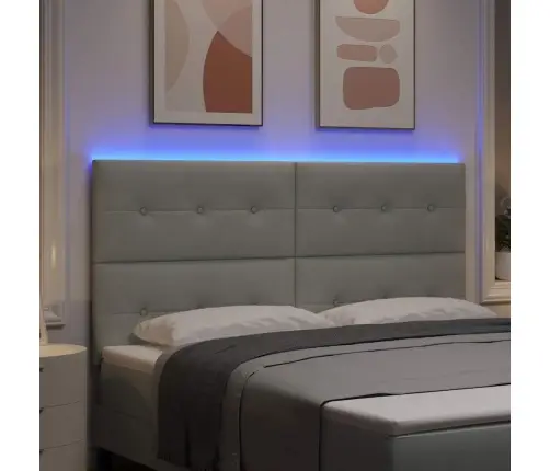 Led Gultas Galva Ar Galvas Klāju Gaiši Pelēks 180 Cm Poliesters Vidaxl