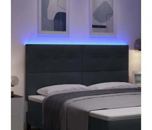 Led Gultas Galva Ar Galvas Klāju Pelēka 180 Cm Poliesters Vidaxl