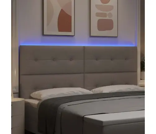 Led Gultas Galva Ar Galvas Klāju Pelēkbrūna 200 Cm Poliesters Vidaxl