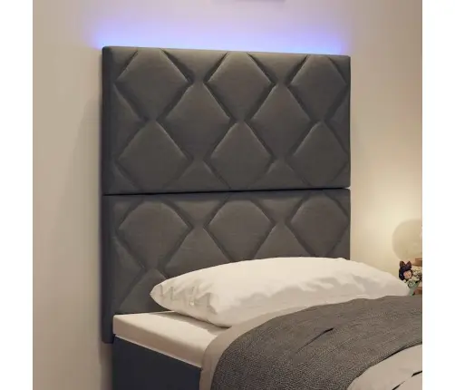 Led Gultas Galvas Balsts Dimanta Bloku Dizains Tumši Pelēks 80 Cm Audums Vidaxl