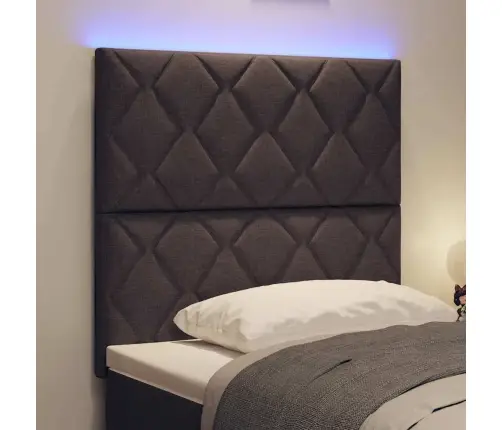 Led Gultņu Galvas Balsts Dimanta Bloku Dizains Tumši Brūns 90 Cm Audums Vidaxl