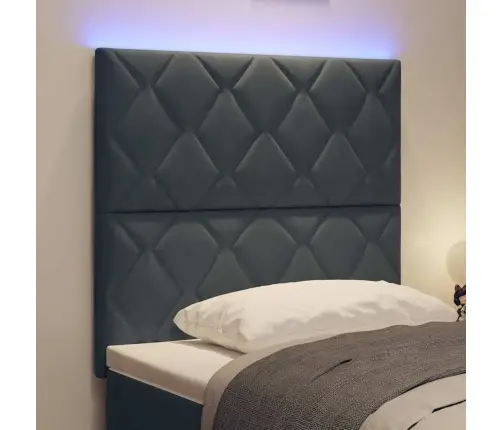 Led Gultas Galvas Dēlis Ar Dimanta Bloku Dizainu, Tumši Pelēkā Krāsā, 100 Cm. Vidaxl