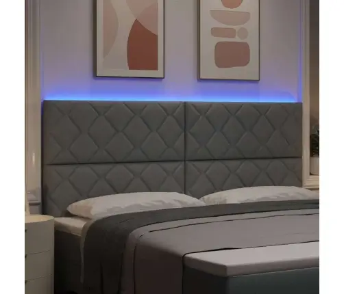 Led Gultas Galvgalis Dimanta Bloku Dizains Gaiši Pelēks 200 Cm Audums Vidaxl