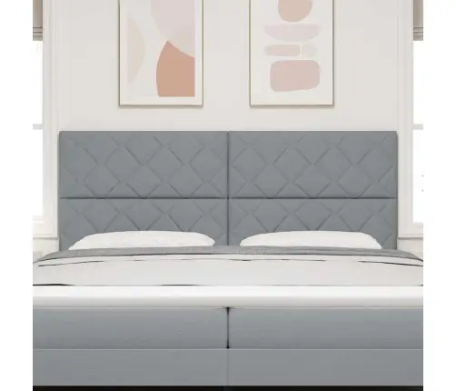 Led Gultas Galvgalis Dimanta Bloku Dizains Gaiši Pelēks 200 Cm Audums Vidaxl