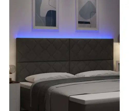 Led Gultas Galvas Atzveltnis Dimanta Bloku Dizains Tumši Pelēks 200 Cm Audums Vidaxl