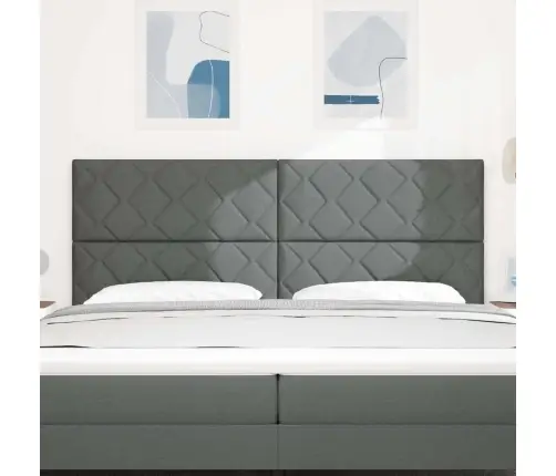 Led Gultas Galvas Atzveltnis Dimanta Bloku Dizains Tumši Pelēks 200 Cm Audums Vidaxl