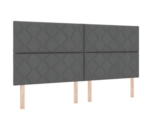 Led Gultas Galvas Atzveltnis Dimanta Bloku Dizains Tumši Pelēks 200 Cm Audums Vidaxl