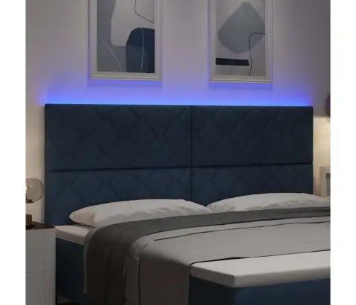 Led Gultas Galvas Dēlis Dimanta Bloku Dizains Zils 200 Cm Audums Vidaxl