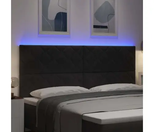 Led Gultas Galvas Balsts - Melns Dimanta Bloku Dizains - 200 Cm - Zīda Vidaxl